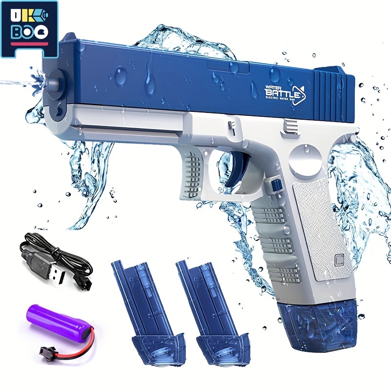  electric water gun for adults rechargeable usb charging with built in 500mah lithium battery safe non toxic bpa free abs plastic dual magazine outdoor pool beach toy details 0