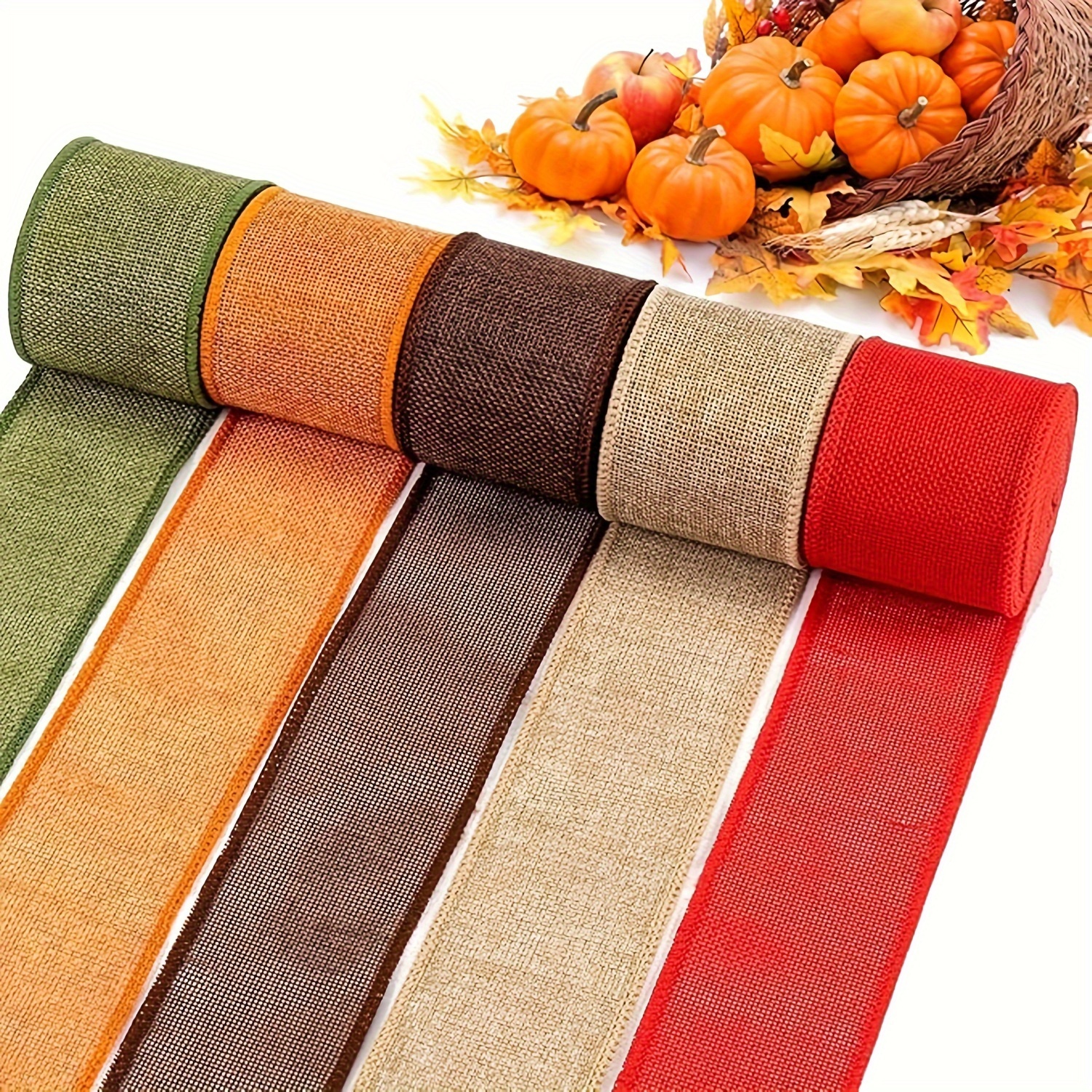 5 Colors of Garland Burlap Ribbon, 15.0 meter -   Thanksgiving and Autumn Decorations, Gift Wrapping, Bows,  , Weddings, and Holidays.