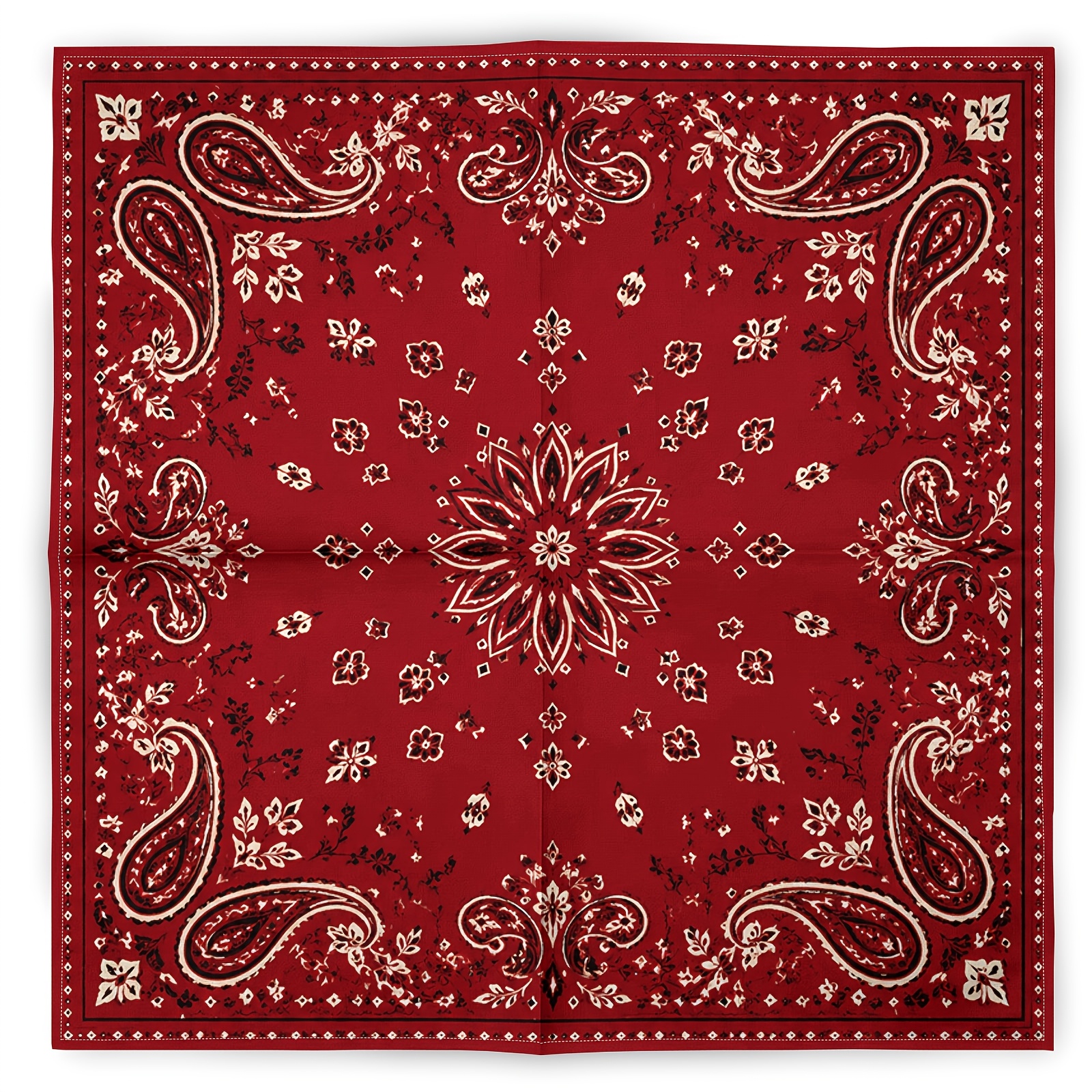 TEMU Wine Red Paisley Vintage Fashion Scarf Neck Gaiter, Classic Paisley Pattern Hip-hop Trendy Headscarf, Sports Bandana, Daily Face Towel, Headwear