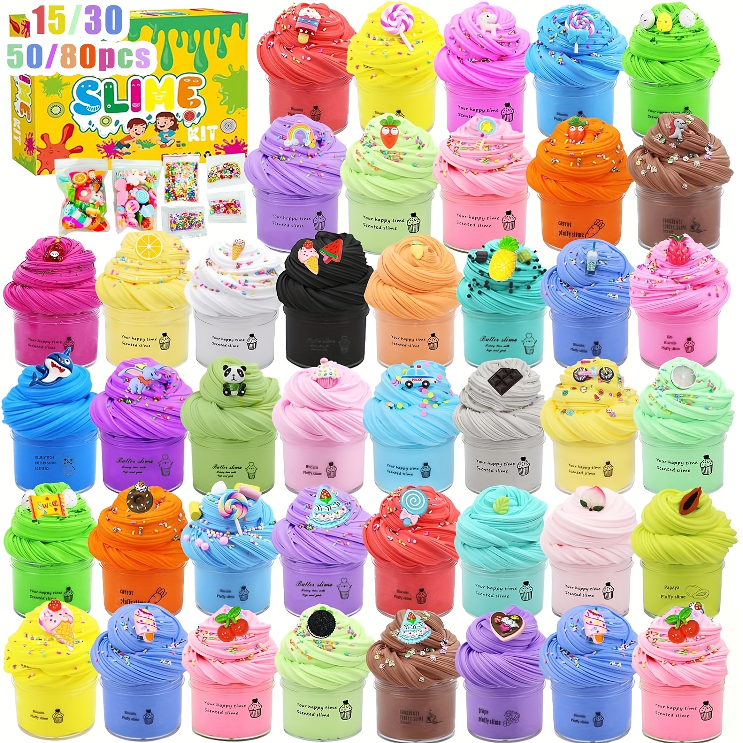 

Mezhobby 15/30/50/80pcs Slime Set, Scented Slime, Soft Non-sticky Slime Party Favors, Diy Putty , Party Favors Toys, Christmas Toys