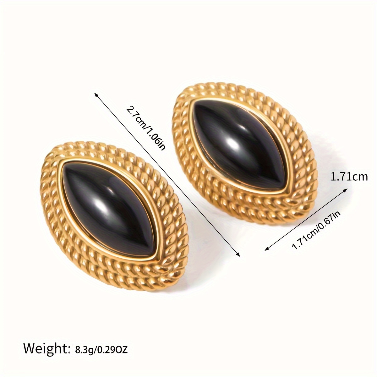 1 Pair Of Stainless Steel Stud Earrings, With Vintage Black Onyx - An Ideal Gift For Daily Wear And Special Occasions