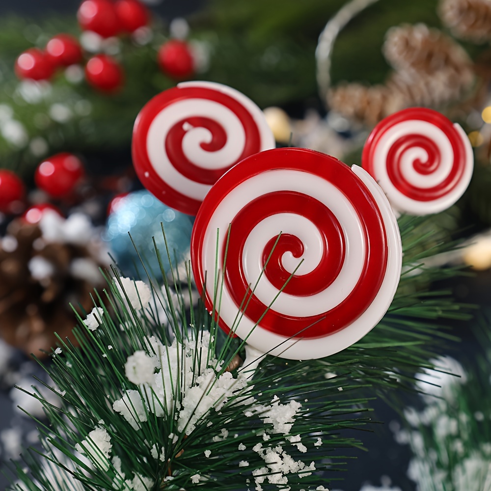 

3pcs Christmas Lollipop Decorations - Swirl Cake Toppers For Holiday Parties And Birthdays, Design