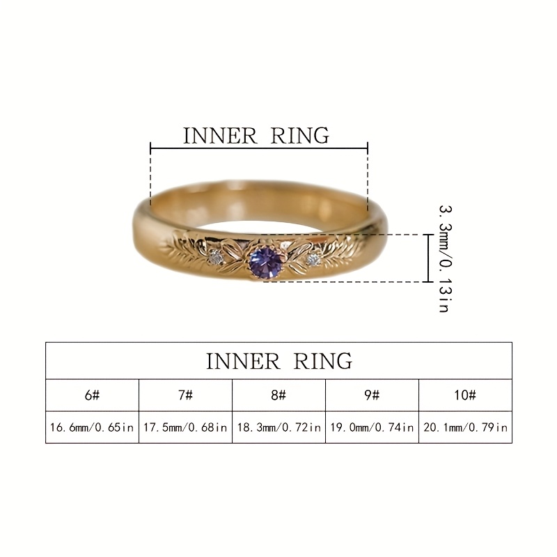 Image of 1pc Women's Fashion Creative Engagement Ring, Light Luxury Minimalist Print With Inlaid Purple Synthetic Zirconia, Perfect For Engagement, Daily Wear, And Parties