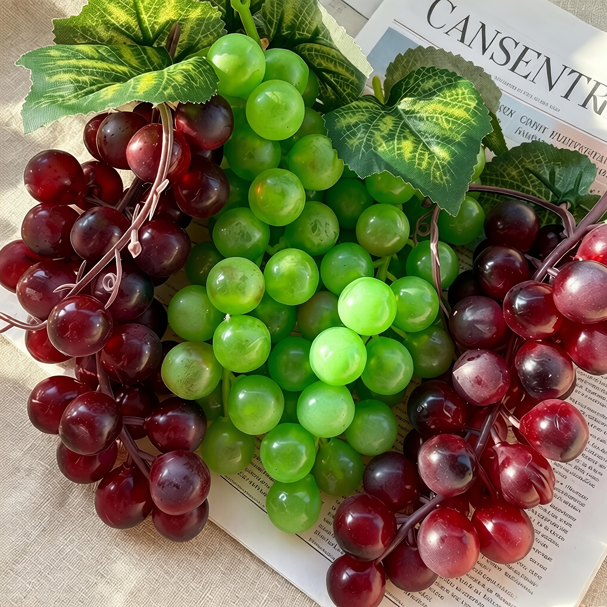 4pcs simulation grape combination set 2 strands green and 2 strands purple 1 1 fruit model realistic suitable for home decoration kitchen party decor shooting props etc