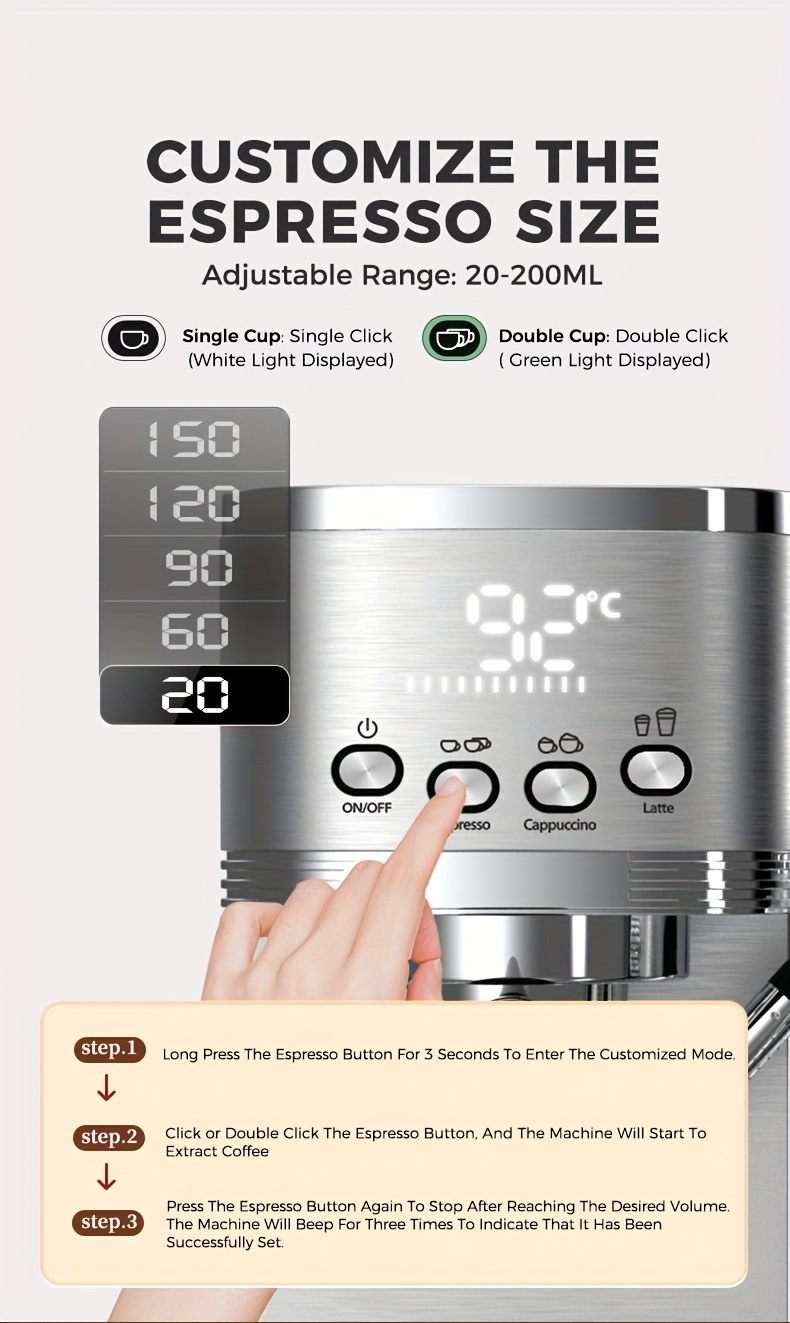 CAFELFFE Semi-Automatic Espresso Machine MK801 with Automatic Milk Frothing System, One-Touch Operation for Espresso, Latte & Cappuccino, 20BAR High Pressure, 1.3L Water Tank & 0.7L Milk Tank, Self-Cleaning Function, 1350W Power, 220-240V, Italian Semi-Automatic Coffee Maker with Digital Display & Temperature Control, Compact Design for Home & Office Use, Ideal for Coffee Lovers & Small Businesses, Cappuccino Machine, Latte Brewing, Modern Espresso, Sleek Coffee Maker, Durable, Coffee