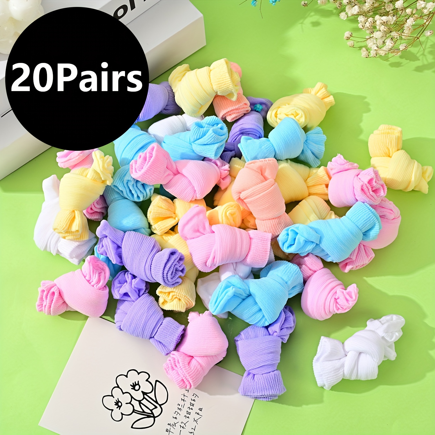 Image of 10/20 Pairs Candy-colored Random Multicolor Spring Summer Women's Short Socks Socks Breathable Soft Short Socks