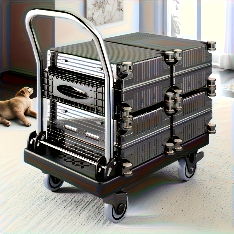 1.5t heavy-duty folding hand truck -  , durable  , ergonomic handle,   for home, office, warehouse, retail use -   utility cart, black, warehouse equipment|versatile utility cart|sturdy construction, foldable hand truck Детали за производот 2
