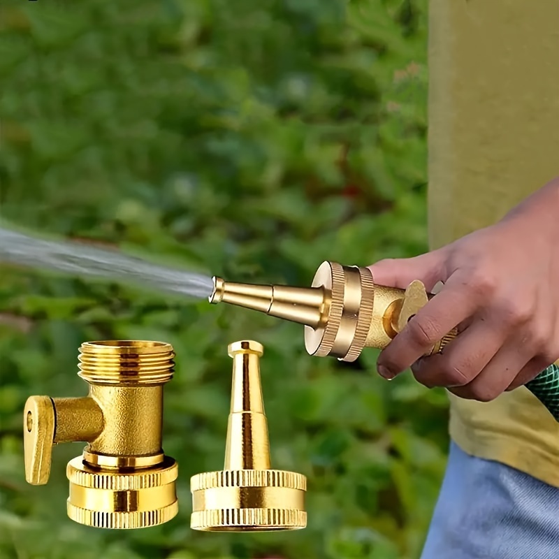 

Premium Brass Garden Hose Nozzle - 2" Large Spray Head For Watering, Car Wash & Lawn Care | Construction With Standard Us Thread | Ideal For Gardening Tools