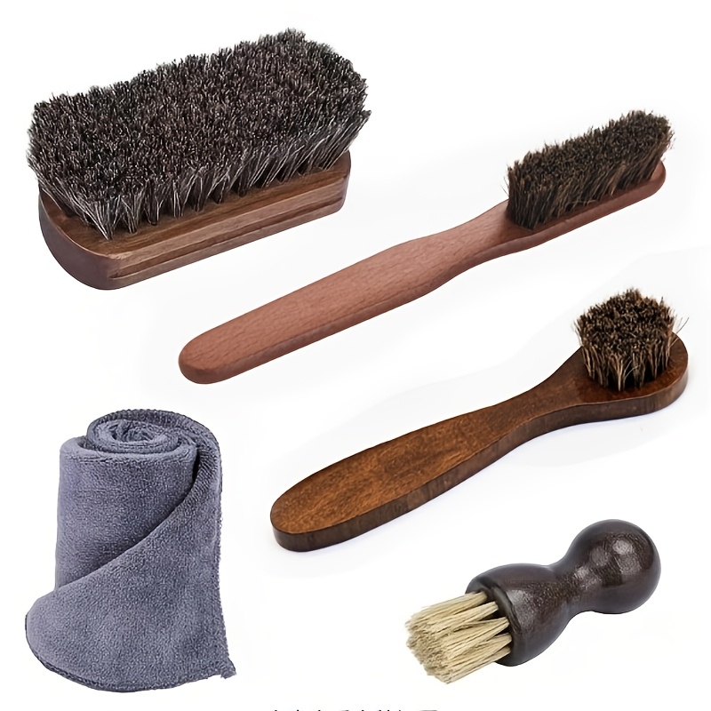 TEMU 5pcs Leather Brush Car Detailing, Horse Hair Brush, Car Cleaning Supplies