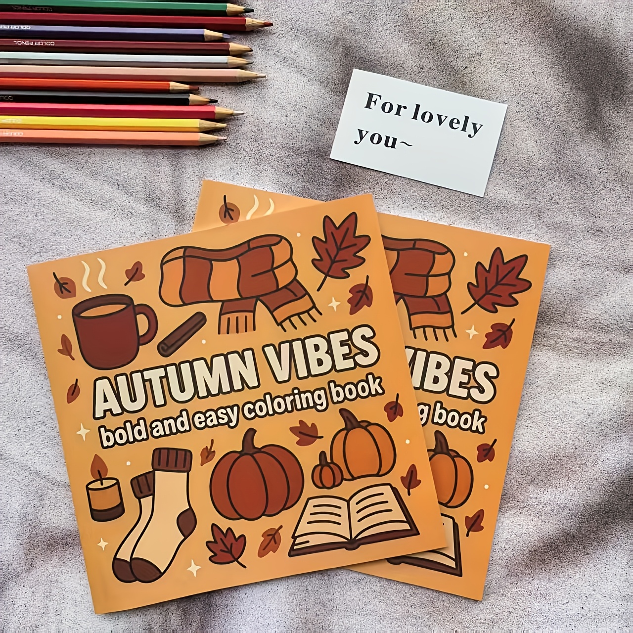 TEMU Livre de coloriage sur le thème de avec citrouilles, feuilles mortes, écharpes et boissons chaudes. pour un coloriage facile. 24 pages