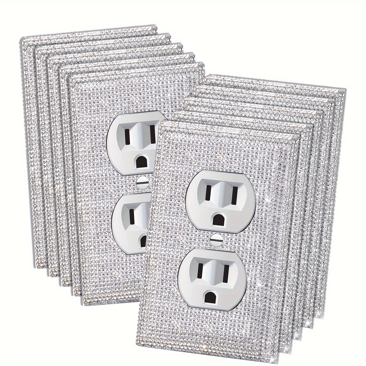 

10pcs Sparkling Silvery Wall Plates - For Switch & Outlet Covers,