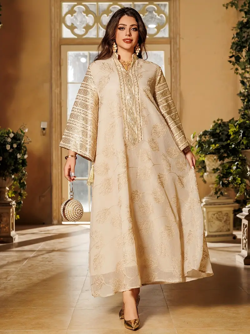 beige eid dress Modest Beige Eid Dress 13503BEJ