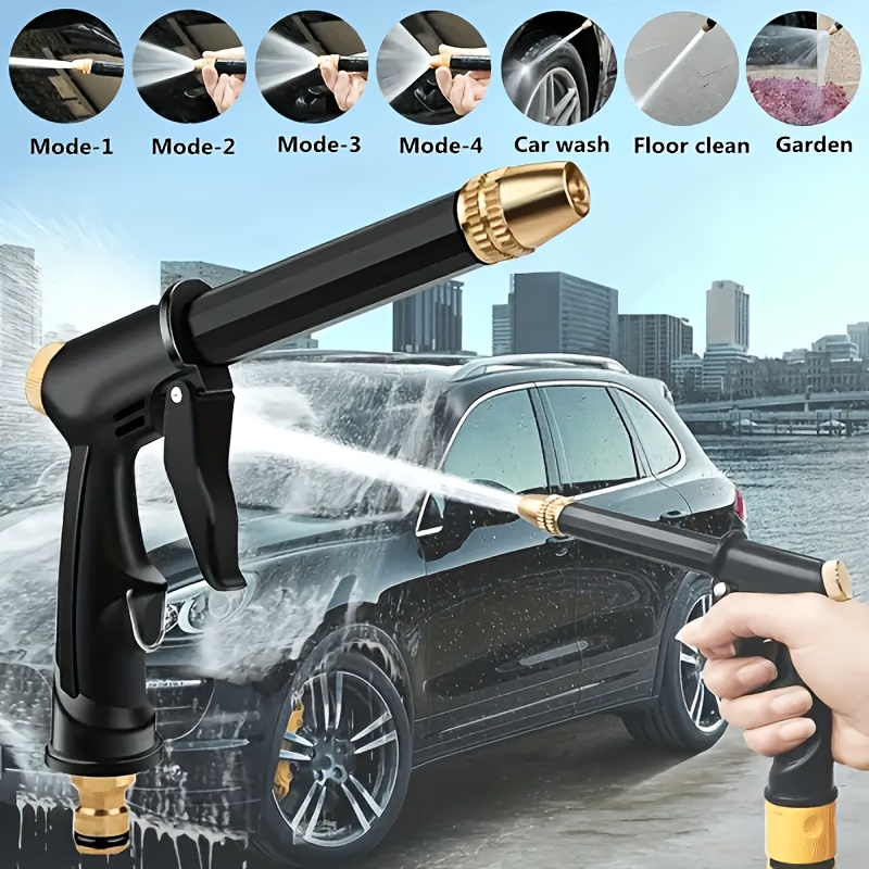 Portable high-pressure water gun for car and outdoor cleaning