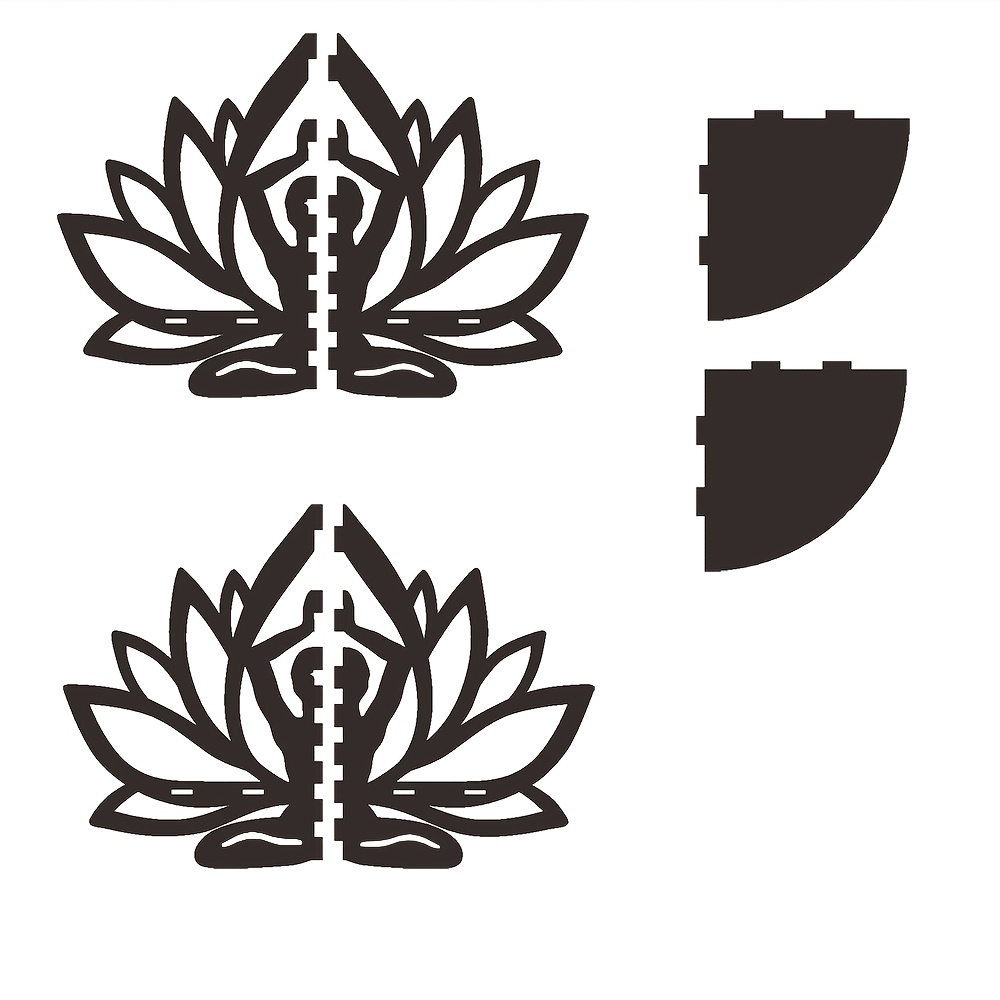 Image of 2pcs Bohemian Mandala Lotus Wall Shelf Set - Wooden Corner Shelves, Ideal For Meditation Room Decor, Space- Hanging Shelves, Perfect Gift For Women's Yoga, Room Decoration, Corner Shelf