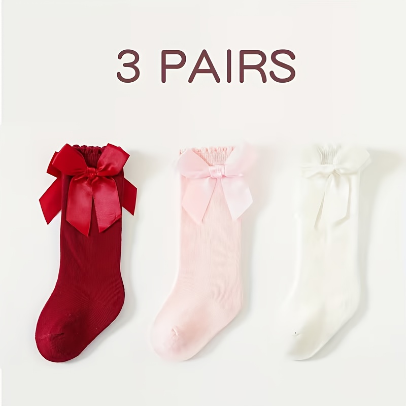 3 Pairs Girls' Princess - Over-the-knee (otk) Long Stockings - - Elegant Tights Suitable For Parties, Daily Wear & Themed Events - Hand Wash Only, Comfortable For & Little Girls