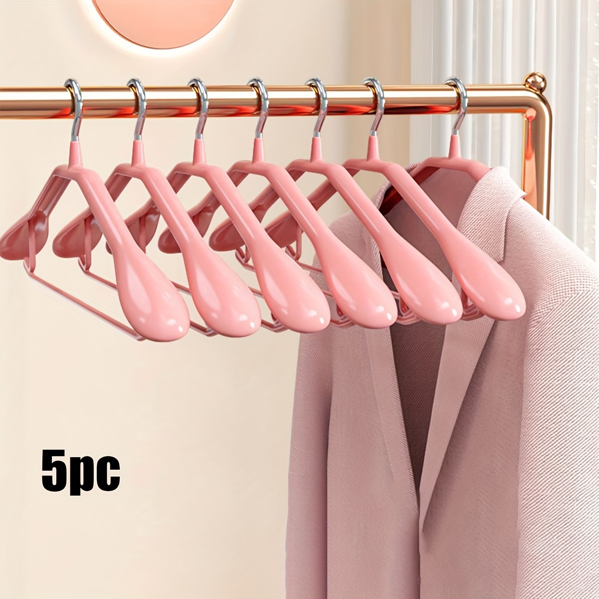 TEMU Set di 5 grucce larghe per spalle, antiscivolo e senza , per cappotti, camicie e abiti, regalo di Natale