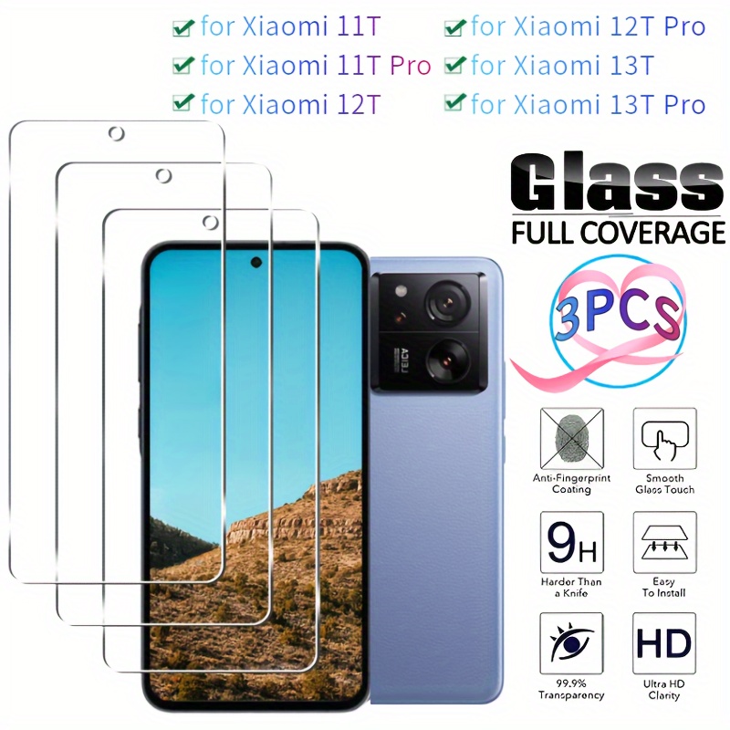 

Protégé écran en verre trempé 3 pièces pour Xiaomi 11T/11T Pro/12T/12T Pro/13T/13T Pro, couverture complète, , compatible avec les coques, anti-rayures, accessoire de protection facile à installer