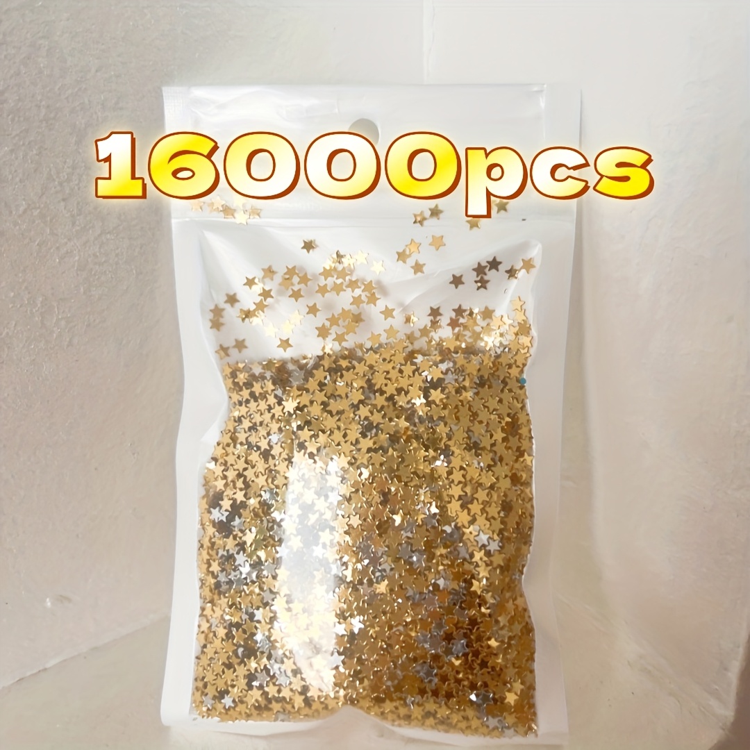 E-shop 16000 Stück Goldene und Silberne Konfetti-Bündel Glitzersterne, Pailletten, Sprinkles für Luftballons, Must-Have für Hochzeiten, Weihnachten,