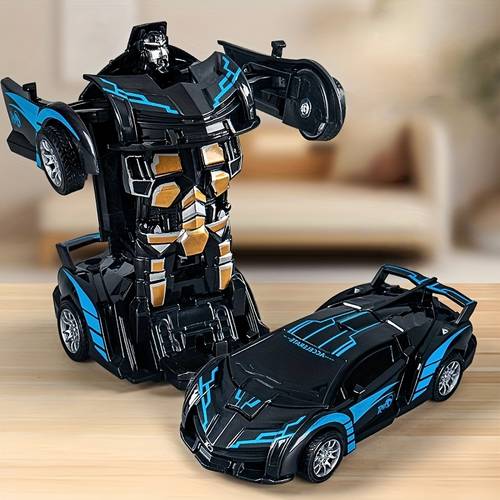 1pc mini transformable robot car car and robot collision activated driven abs plastic realistic details and poses battery free instantly into a robot with a push of the front button ideal christmas