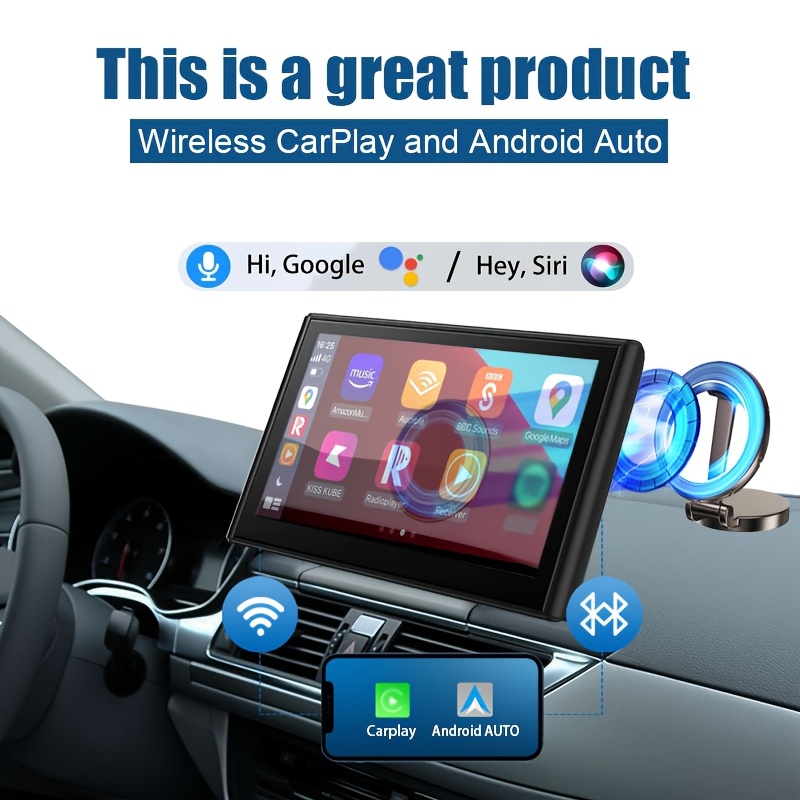 

8 Inch Portable Car Navigation With And For Auto, With Magnetic Stand Portable 7 Inch Hd Touchscreen Monitor With Wireless, , Fm, Eq/aux/tf/usb, Backup Camera, Carplay Screen For Cars