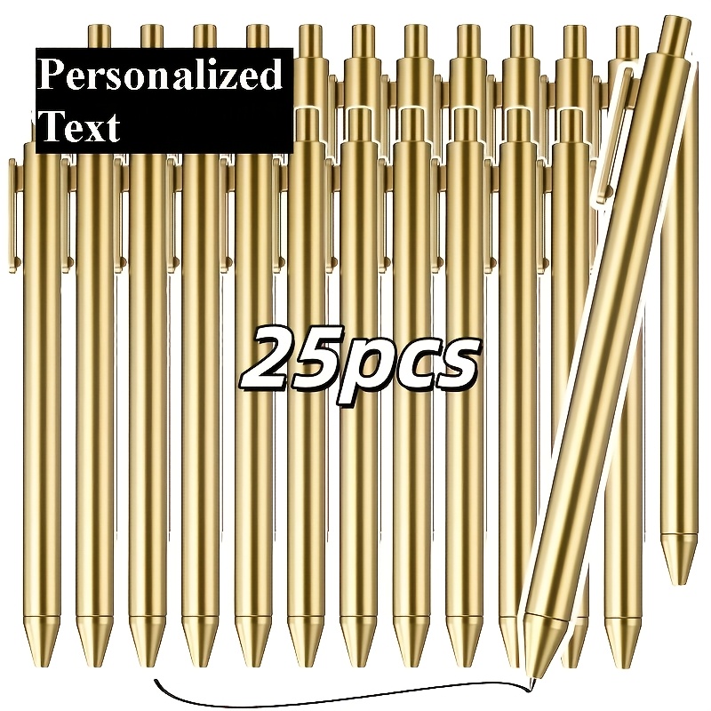 TEMU Custom 25/55pcs Luxury Plated Pens, Laser Engraved Pens, Bulk Retractable, Personalized Fine Writing Tools, Smooth Writing Pens, Suitable For