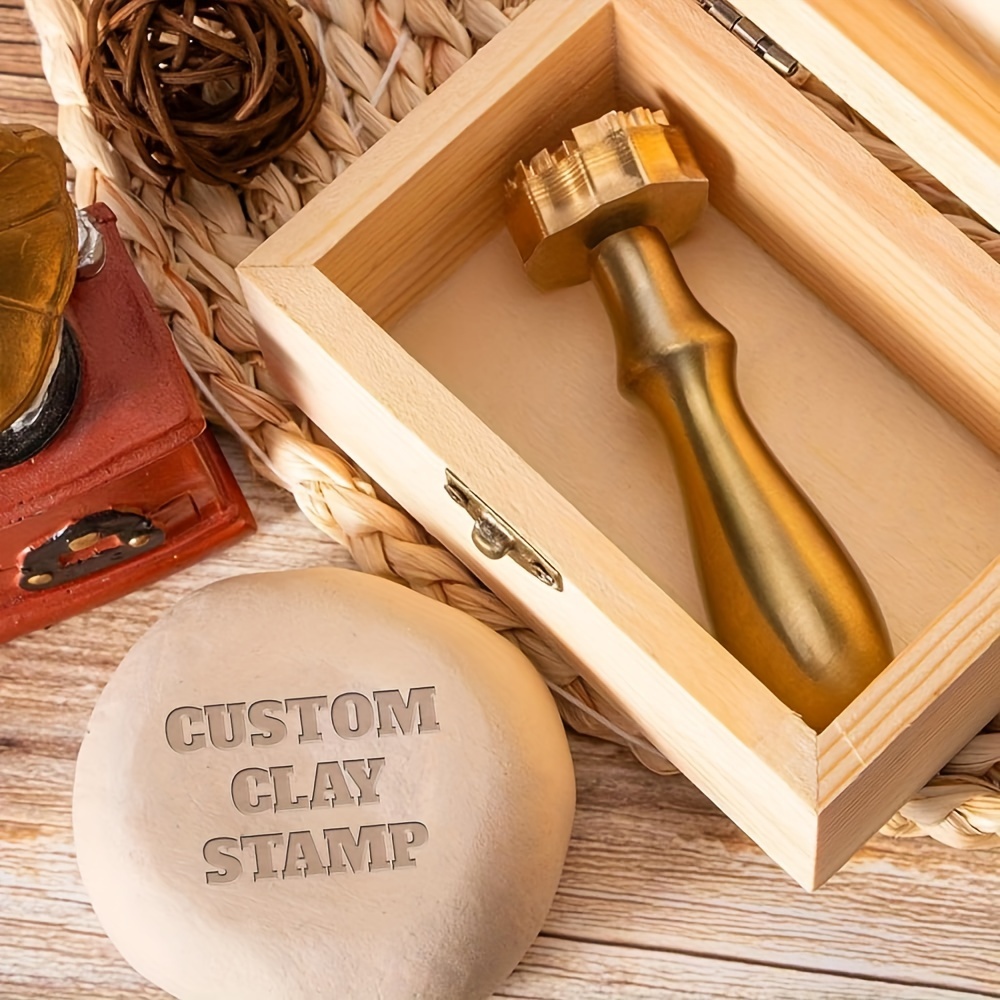 TEMU Custom Pottery Stamps For Clay Personalized Pottery Tool Kit Stamp With Own Design Signature Letters Gift For Potters Diy Lovers (no Wooden Box)
