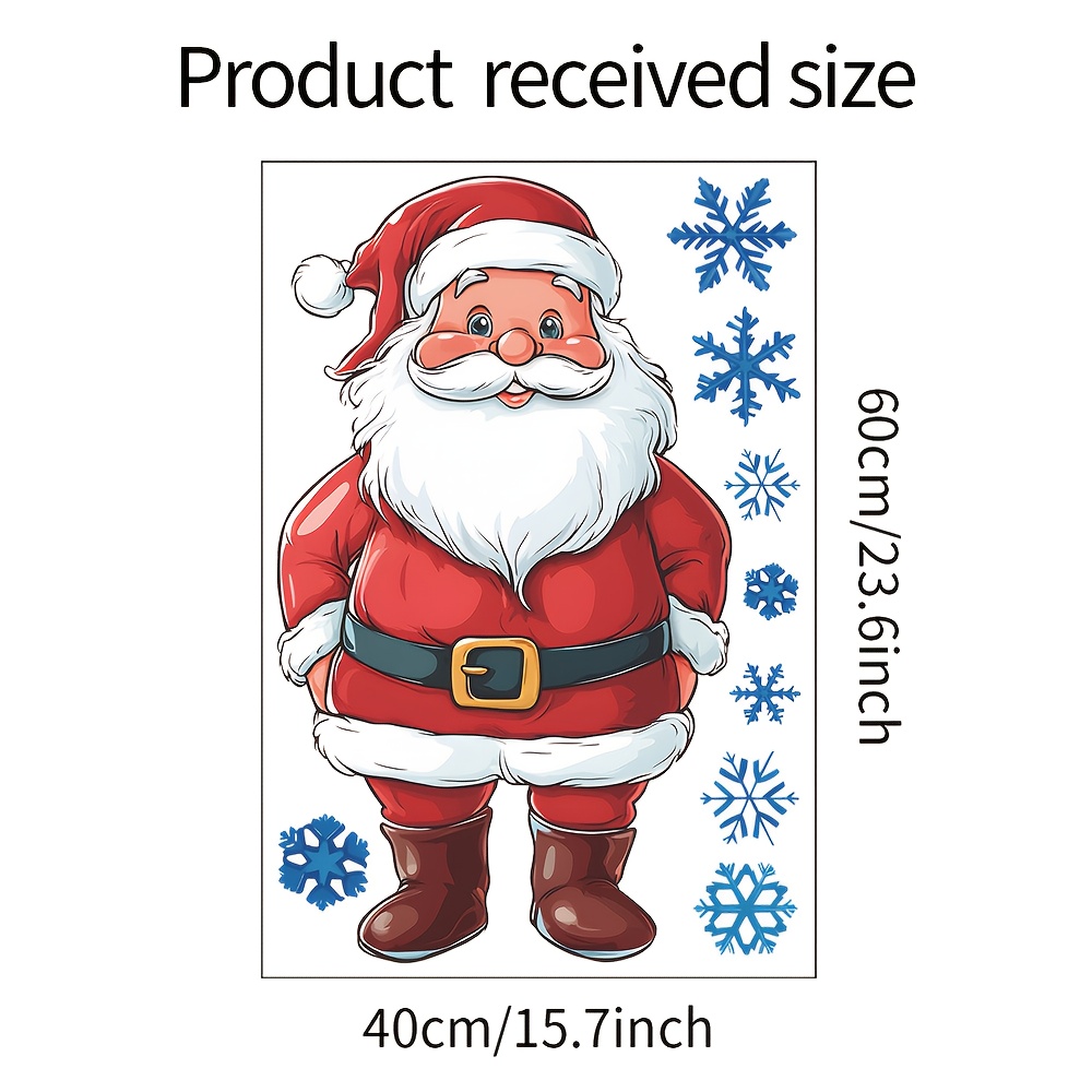 1pc Festive Santa Claus & Blue Snowflake Fridge Decal - Removable Pvc Sticker, Self-adhesive Christmas Wall Decor For Home, Modern Semi-