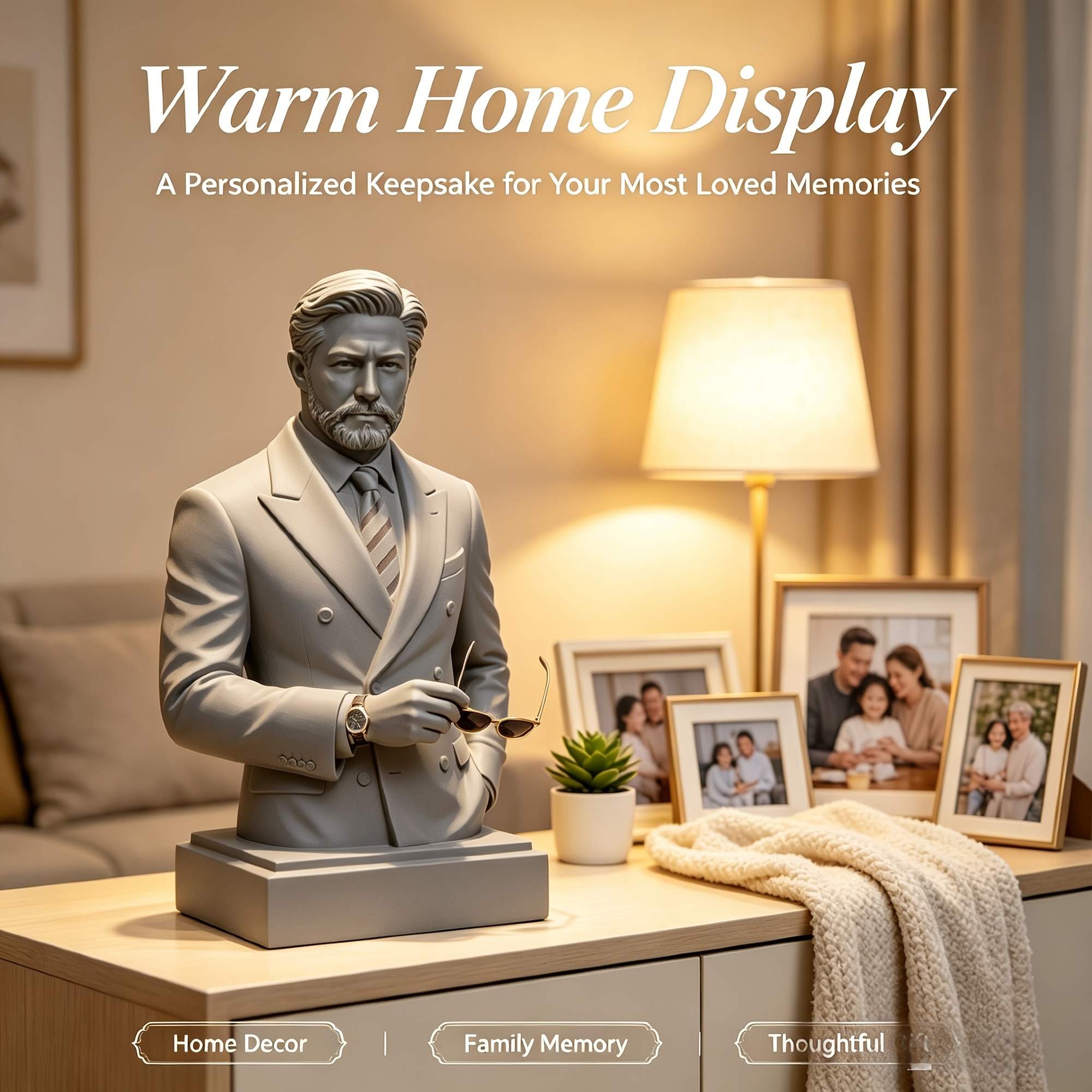 Custom Personalized Single Portrait Bust Sculpture
