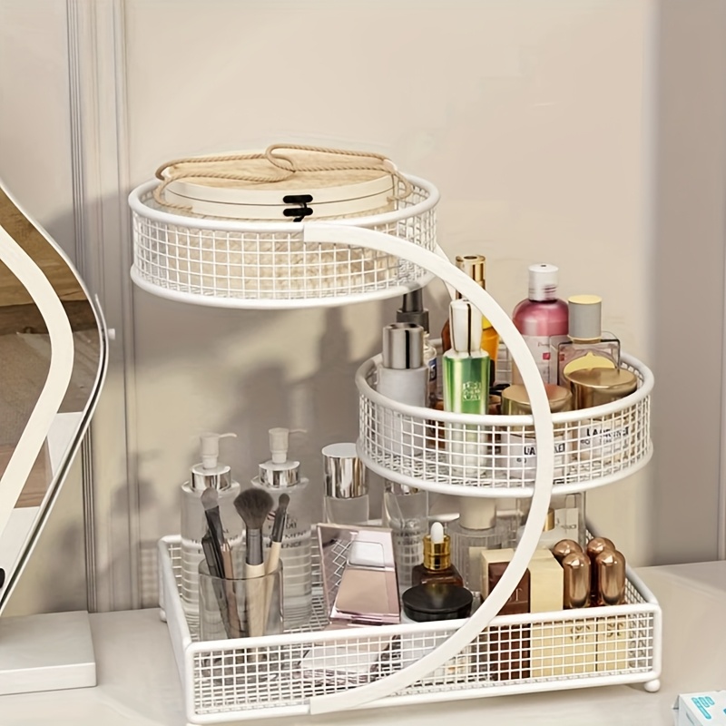 TEMU Metal Desktop Shelf, Light Installation-free Cosmetic Storage Shelf, Article Storage Shelf, Dressing Table, Bathroom Countertop Shelf, Lipstick