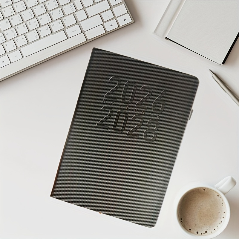 TEMU 1 Agenda 2026-2028 | Planning mensuel et hebdomadaire sur 3 ans avec fonction de date, couverture rayée tendance, fin , pages rayées,