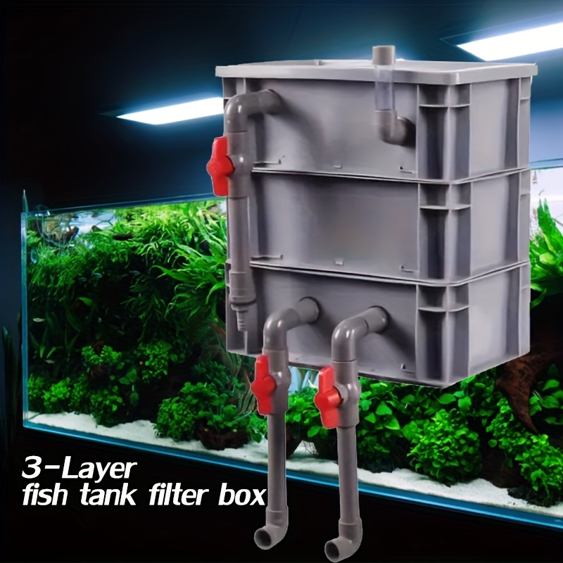 

3-layer Fish Tank Filter Box, Filter Box Fish Pool Water Circulation System Fish Tank Filter Box Set Top Filter Filter Water Pool Drip Flow Dry Wet Box Set