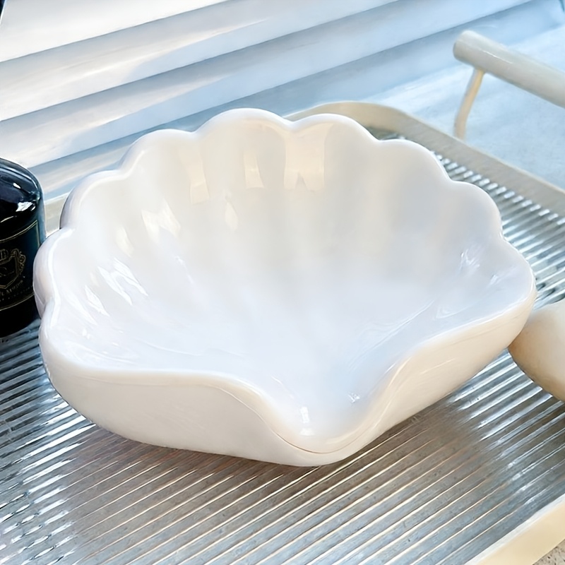 Image of Nordic Soap Tray Bathroom Soap Storage Box Multi-functional Cosmetic Jewelry Tidy Tray White Desktop Decoration