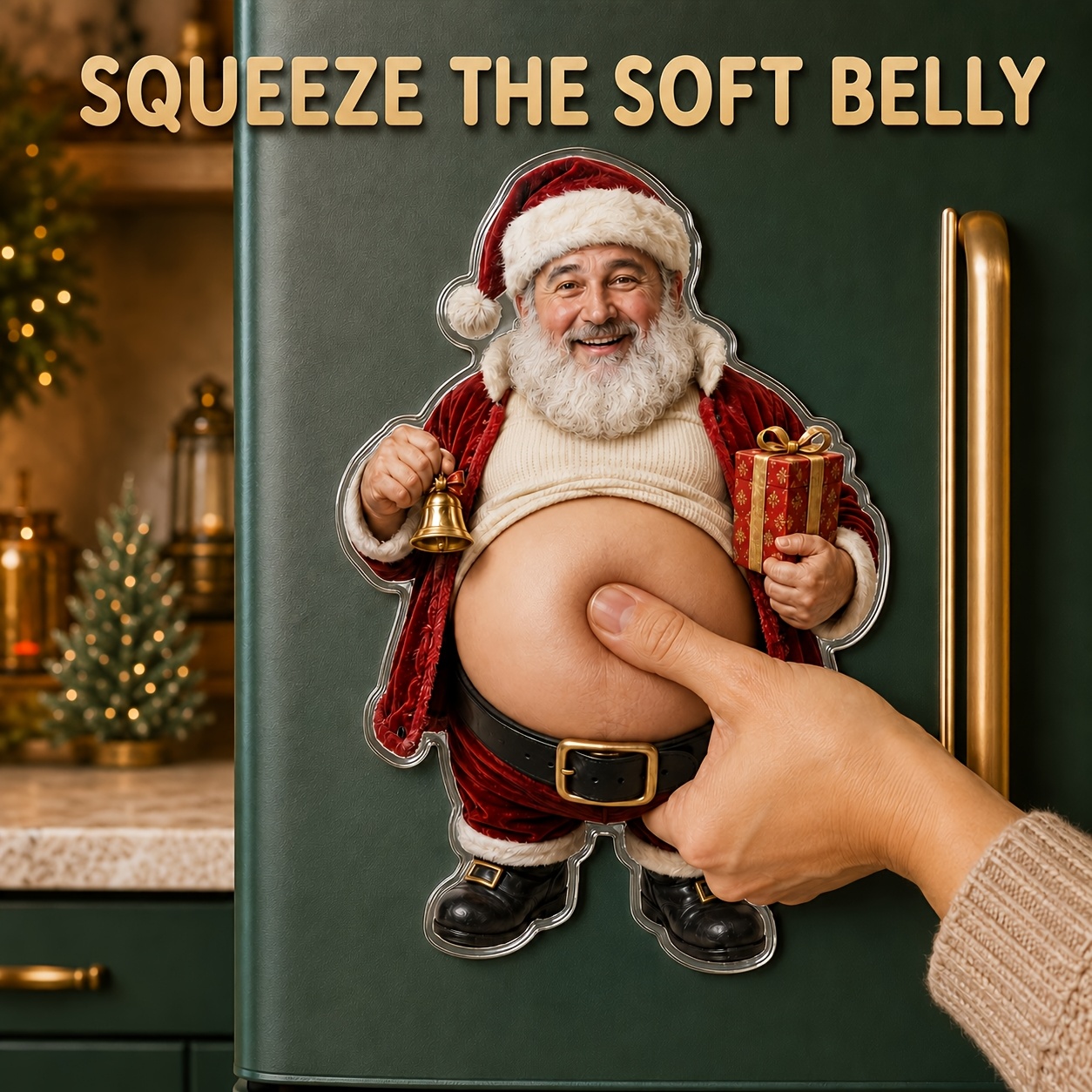 TEMU Imán de Papá Noel con foto y cara personalizados - Parte delantera y presionable, para Navidad, regalos de invisible, decoración de barriga y