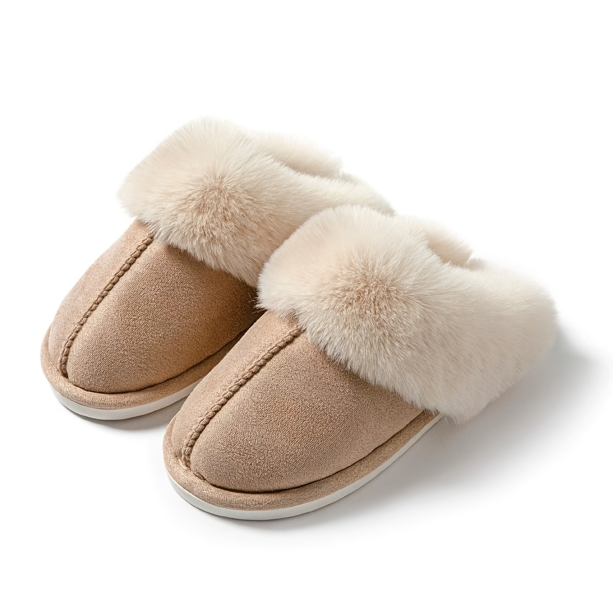 TEMU Fluffy Large Toe Slippers, Versatile Flat Comfortable Winter Slippers