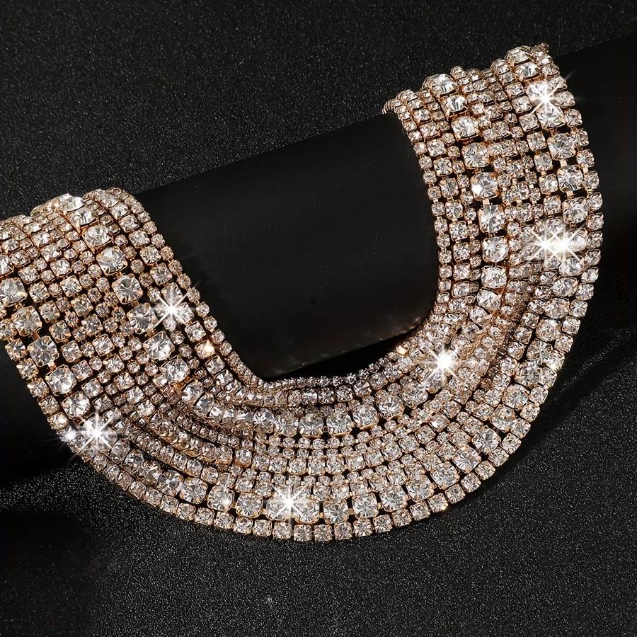 Layered Rhinestone Choker Necklace, Sparkling Embellished Design