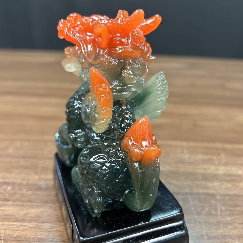 Jade Green Feng Shui Pi Yao (Pi Xiu) Statue - Wealth Luck Figurine, Resin Decor