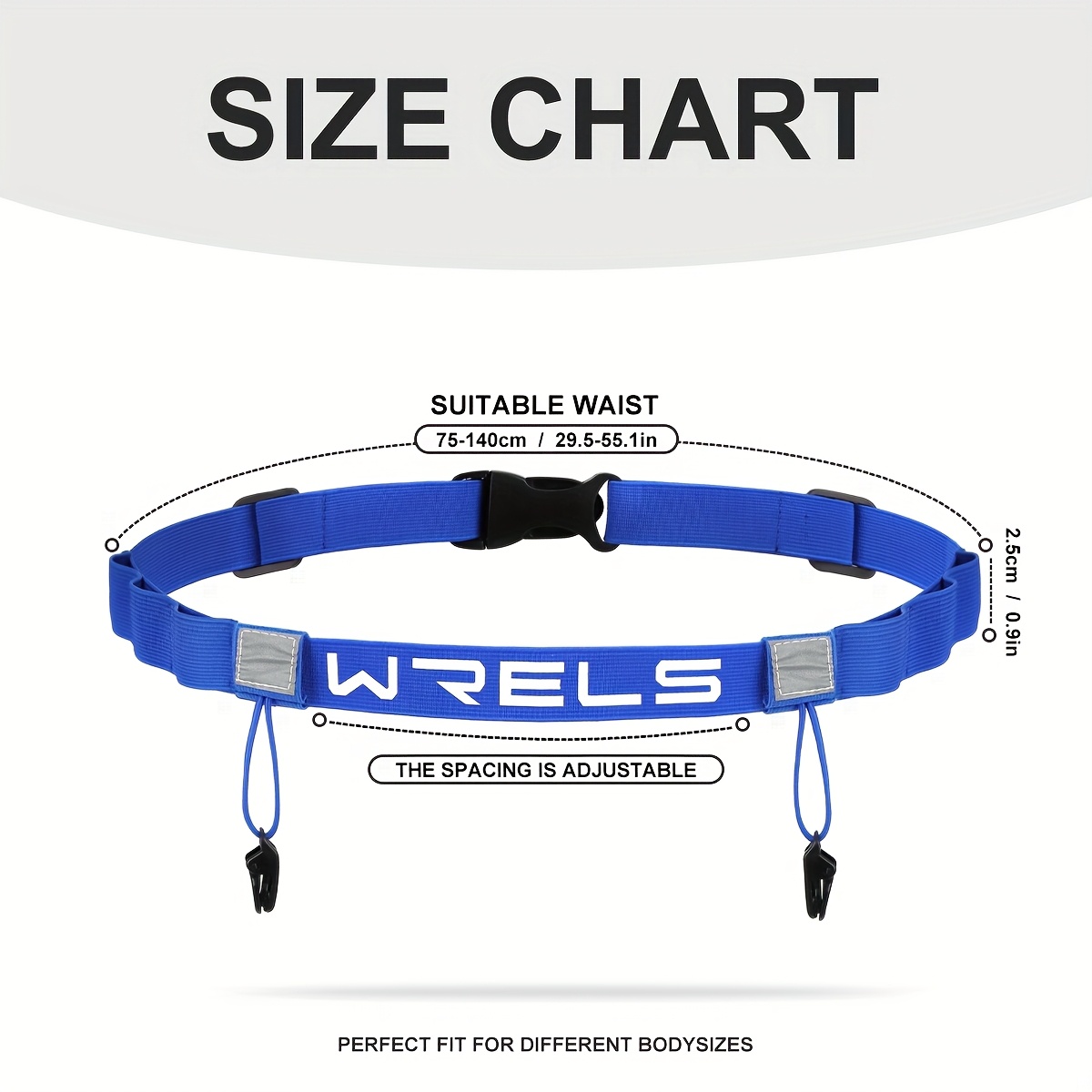 TEMU 1pc, Ceinture de Marathon Professionnelle WRELS, Ceinture de Numéro, Ceinture Élastique Réglable avec Clip de Numéro, Magazine de Gel
