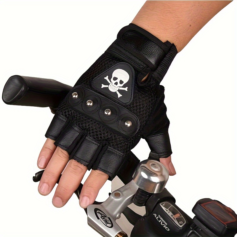

1pair Punk Cool Breathable Pirate Gloves, Half Finger Anti-slip Gloves, For Cycling Workout Gym Training Outdoor Sports & Cosplay