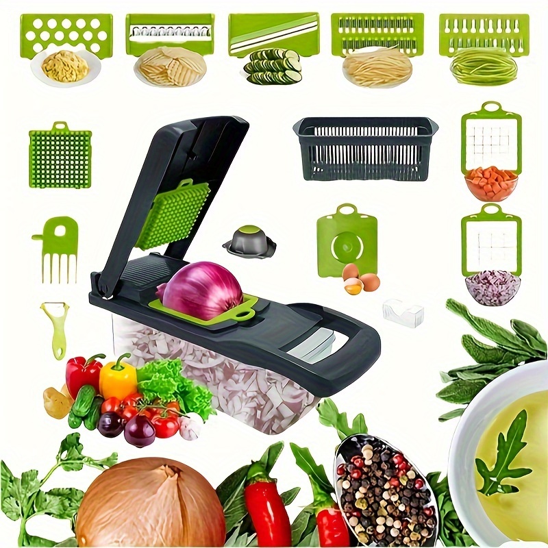 

16/26 Set, Upgraded , Multifunctional , Grater, , Onion Container, Multiple Interchangeable Blades, Household , , Gadgets