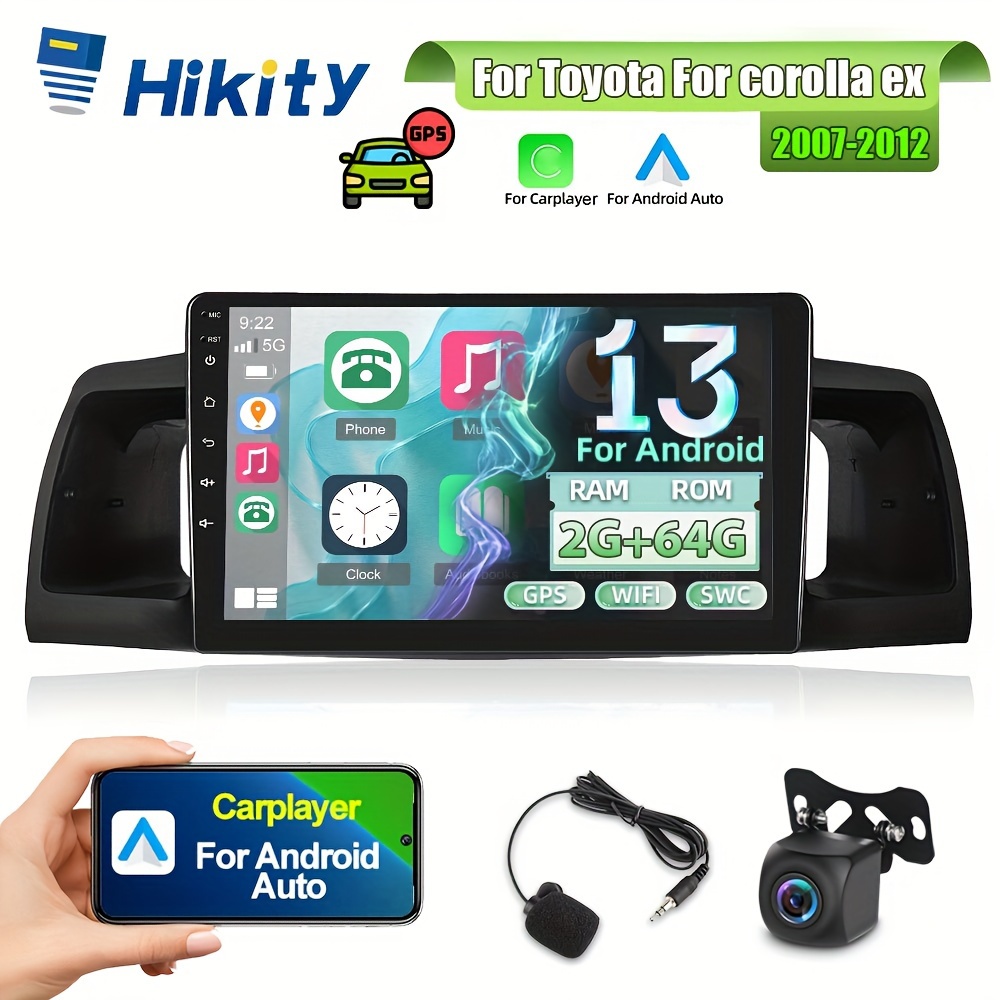 

Hikity 2g+64g For Car Stereo For Toyota For Corolla Ex 2007-2012 With Wireless Carplayer For Inch Touch Screen Car Radio With Gps Navigation Wifi Backup Camera