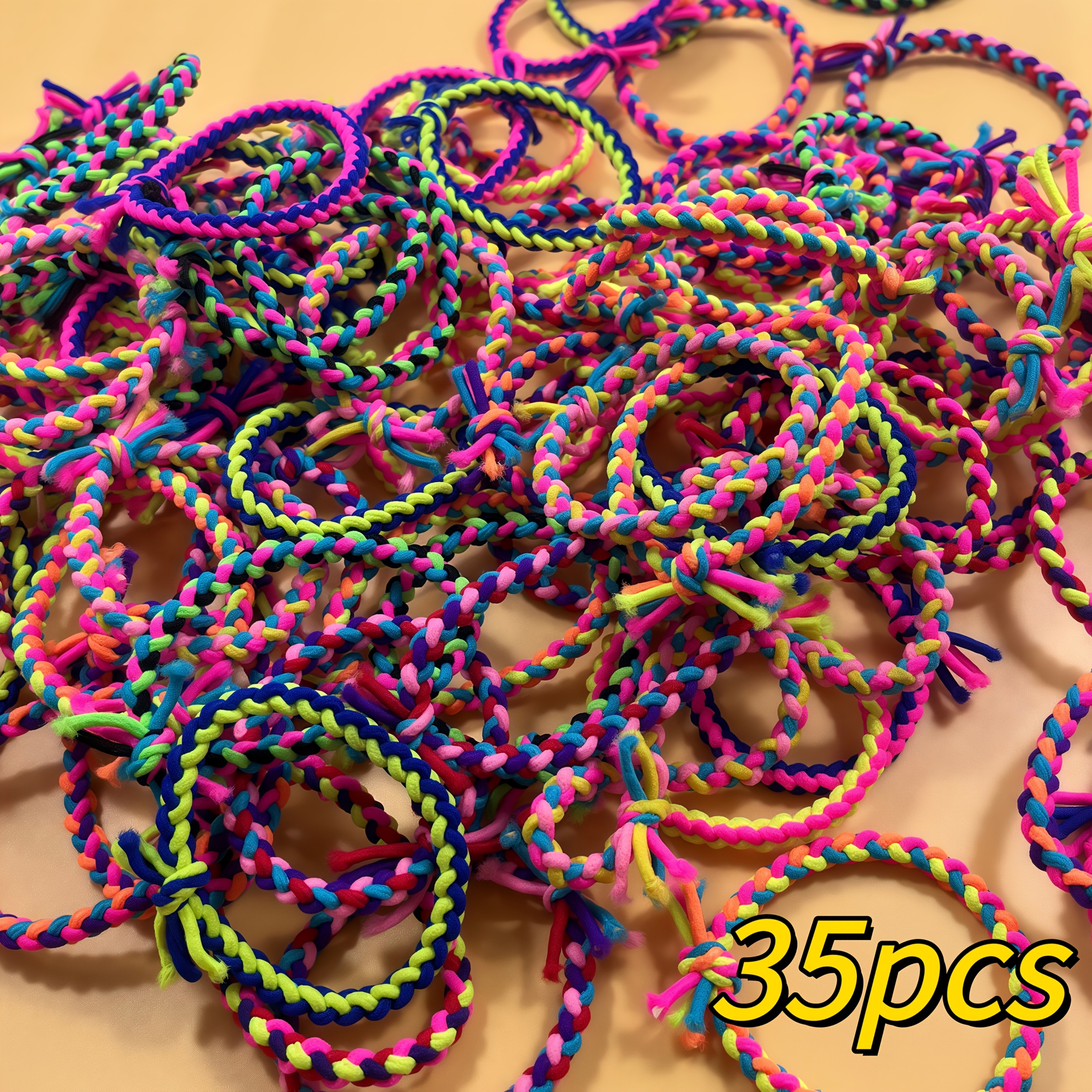 TEMU Set di elastici per capelli intrecciati a , colori misti casuali, 55/35/15 pezzi, elasticit�, elastico per capelli che non danneggia i capelli -