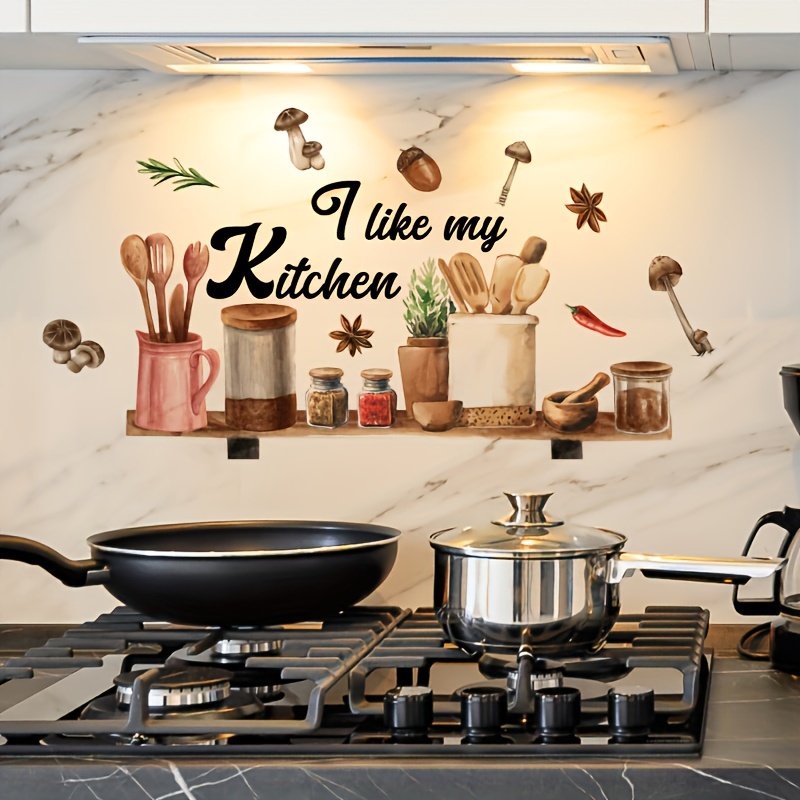 

1pc Creative Kitchen English Wall Stickers - Removable And Self-adhesive Home Decor For Office, Restaurant, And Home