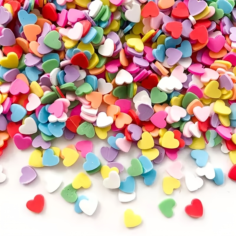 Image of 2000pcs Of Heart-shaped Polymer Clay Slices - Unscented Vibrant , Heart Bubble Ball Charms Suitable For Resin, Nail Art, Crafts, Essential For Valentine's Day, Wedding Anniversaries, And Easter