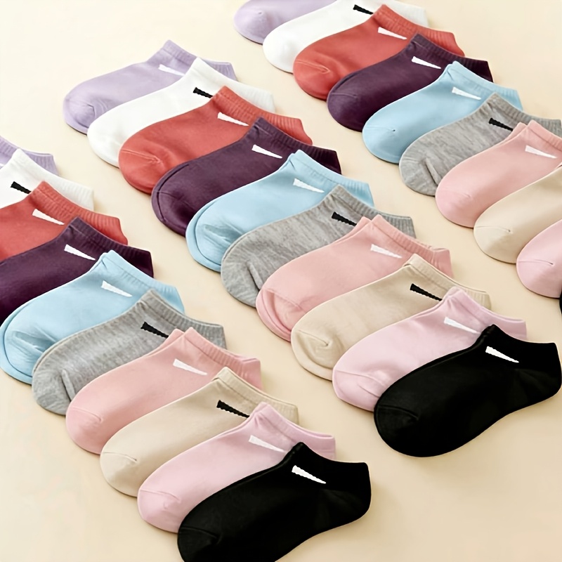 20pcs/10 Pairs Women'S Elegant Short Socks - Breathable Lightweight Invisible Spring Summer Casual Socks, Soft Tones (Suitable for Daily Wear And Special Occasions)