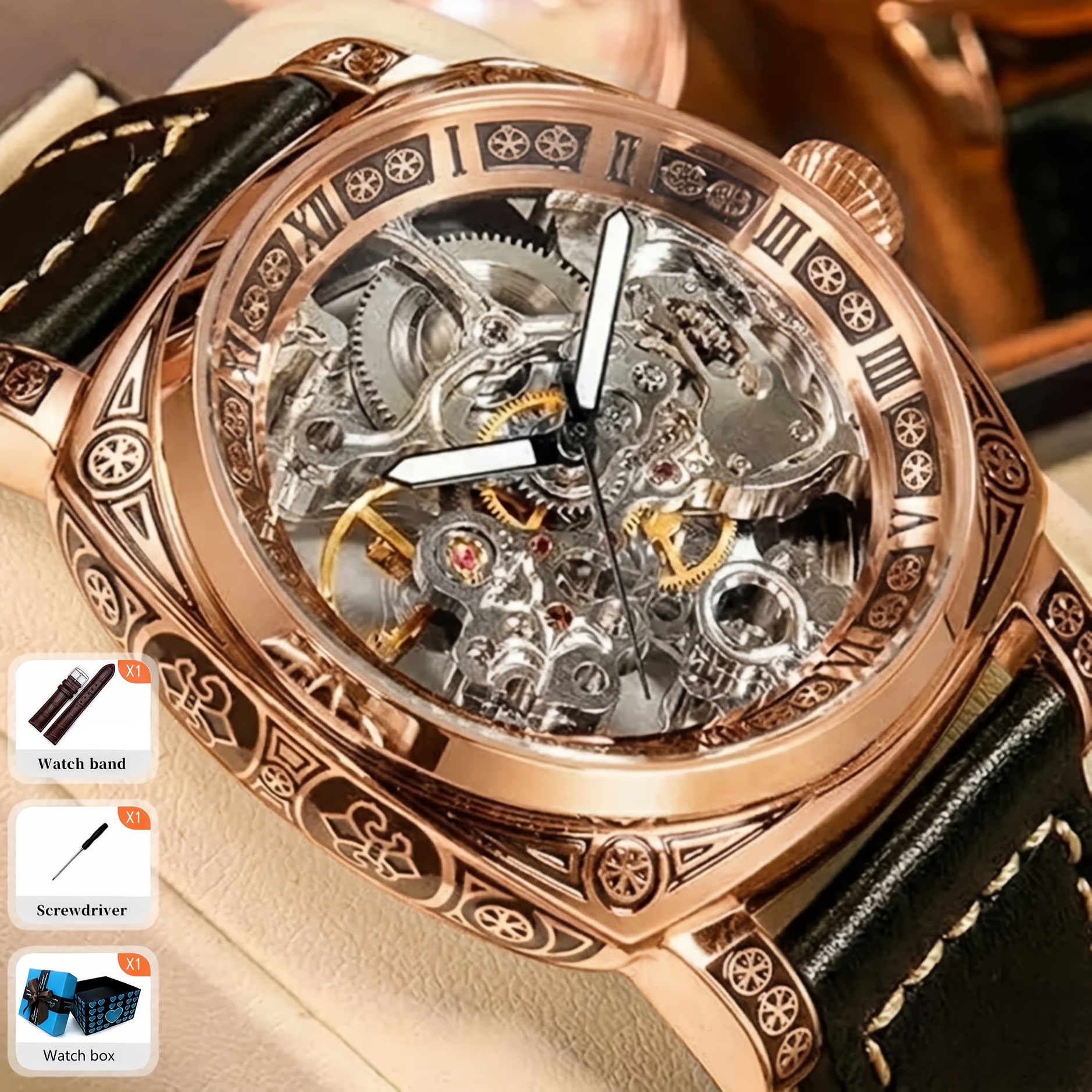 Men's Casual Style Strap Full-Automatic Tourbillon Watch