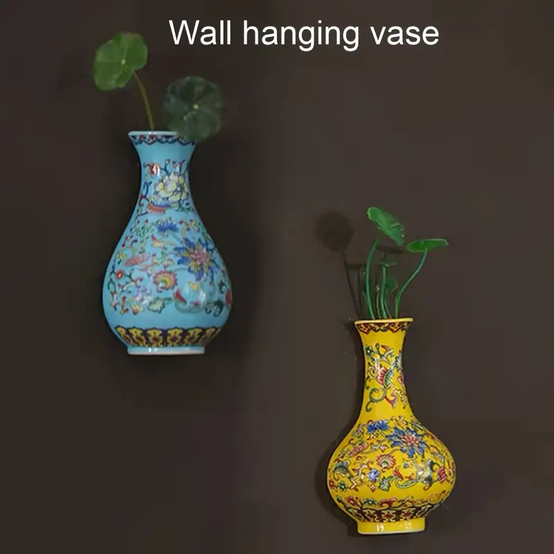 *./2 Stk. Emaillefarbene Wandvase, Keramik Wandvase, Hängende Dekorationsflasche für Zuhause, Vase die Stehen oder Hängen kann