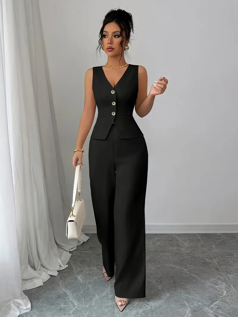 completo casual donna gilet e pantaloni a v Temu Switzerland