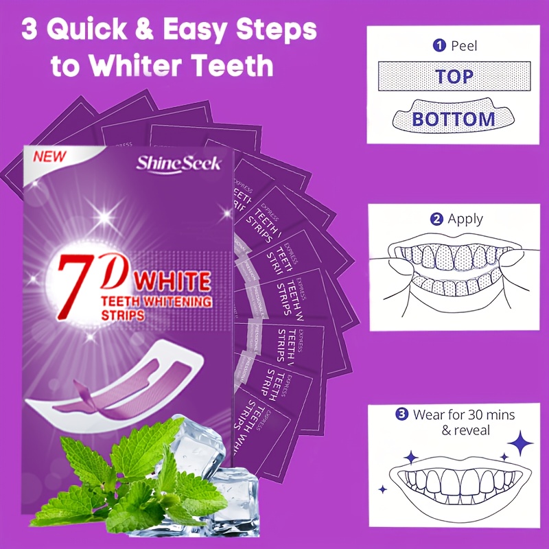 28pcs 14pairs 7d purple teeth strips daily use and travel friendly dental cleaning and brightening strips       seek Product details 3