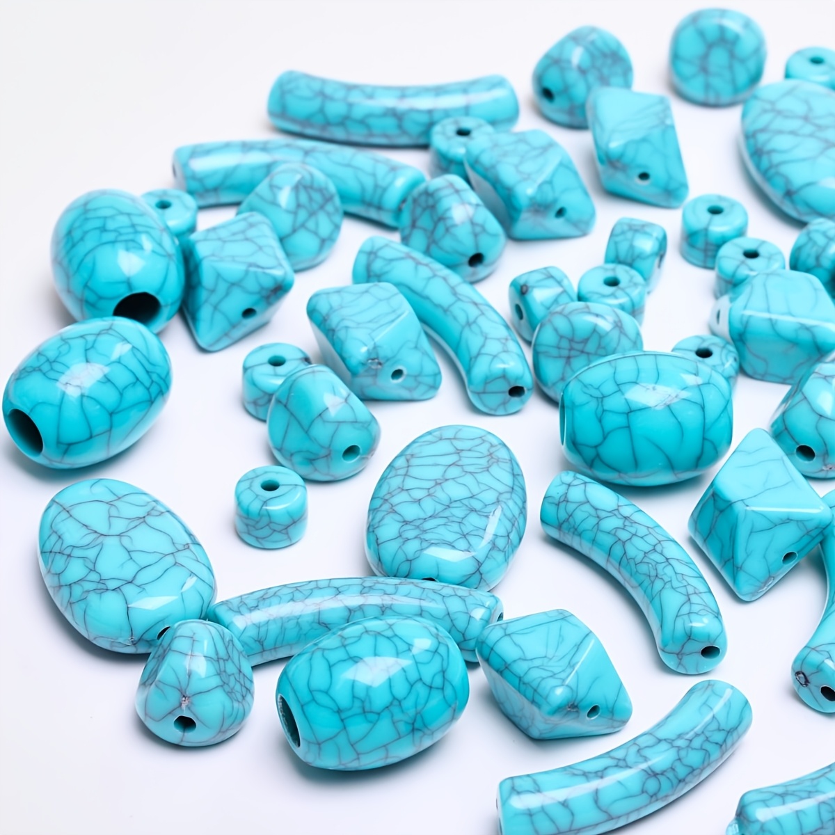 

10-60pcs Vibrant Resin Turquoise Beads, Assorted Irregular Shapes, 8.5-32.5mm, Loose Spacer Beads For Making, Bracelets, Necklaces, Earrings, Handmade Craft Supplies