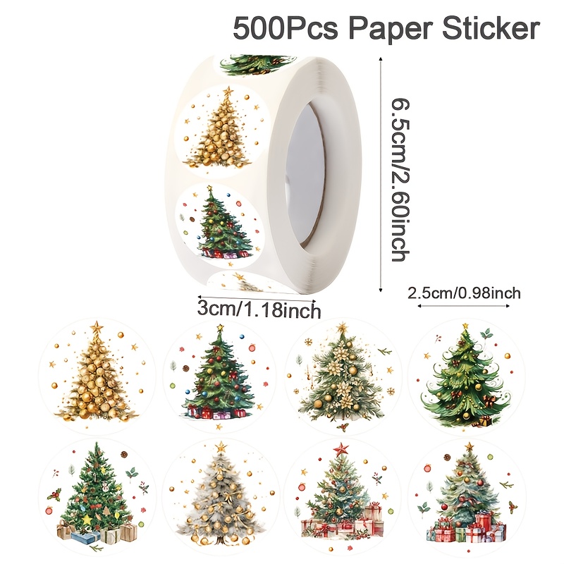 Image of A Roll Of 500 Rustic Round Stickers Featuring And Golden Christmas , Each Measuring 1 Inch, Perfect For Sealing Cards, Gifts, And Envelopes During The In 2025